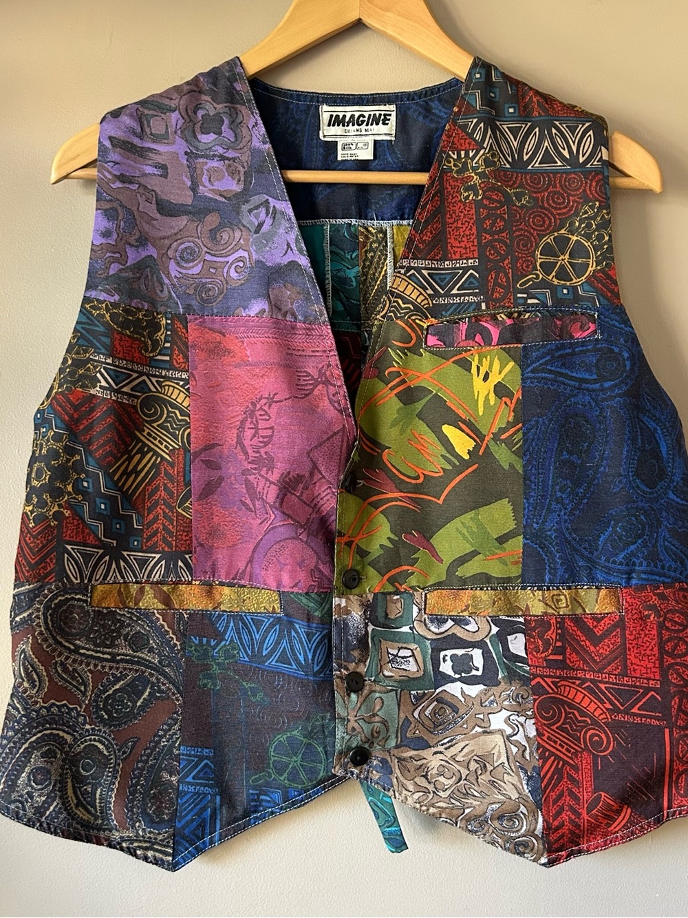 Multicolor Eclectic Patchwork Silk Vest